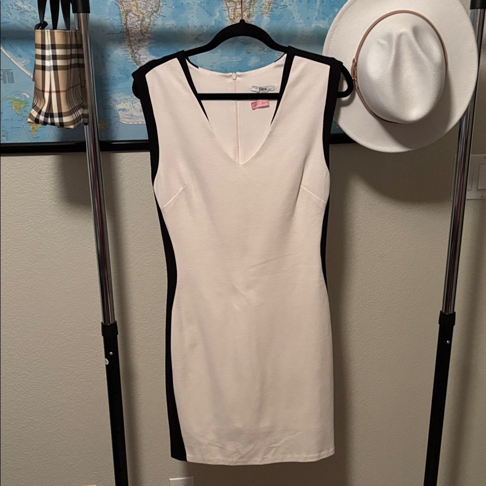 Bar III Cream and Black Mini Dress